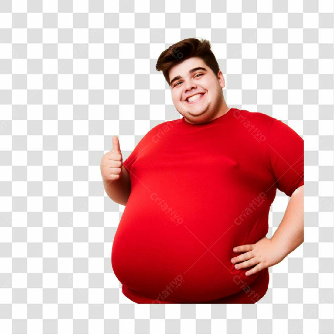 Imagem PNG com fundo transparente Homem obeso com polegar para cima