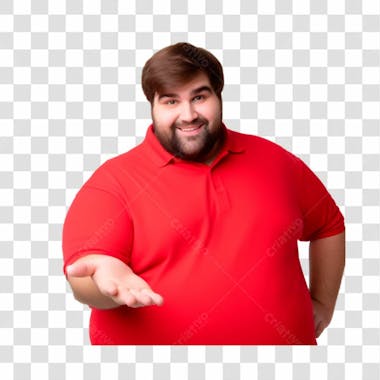 Homem gordo com mão estendida imagem sem fundo png 01