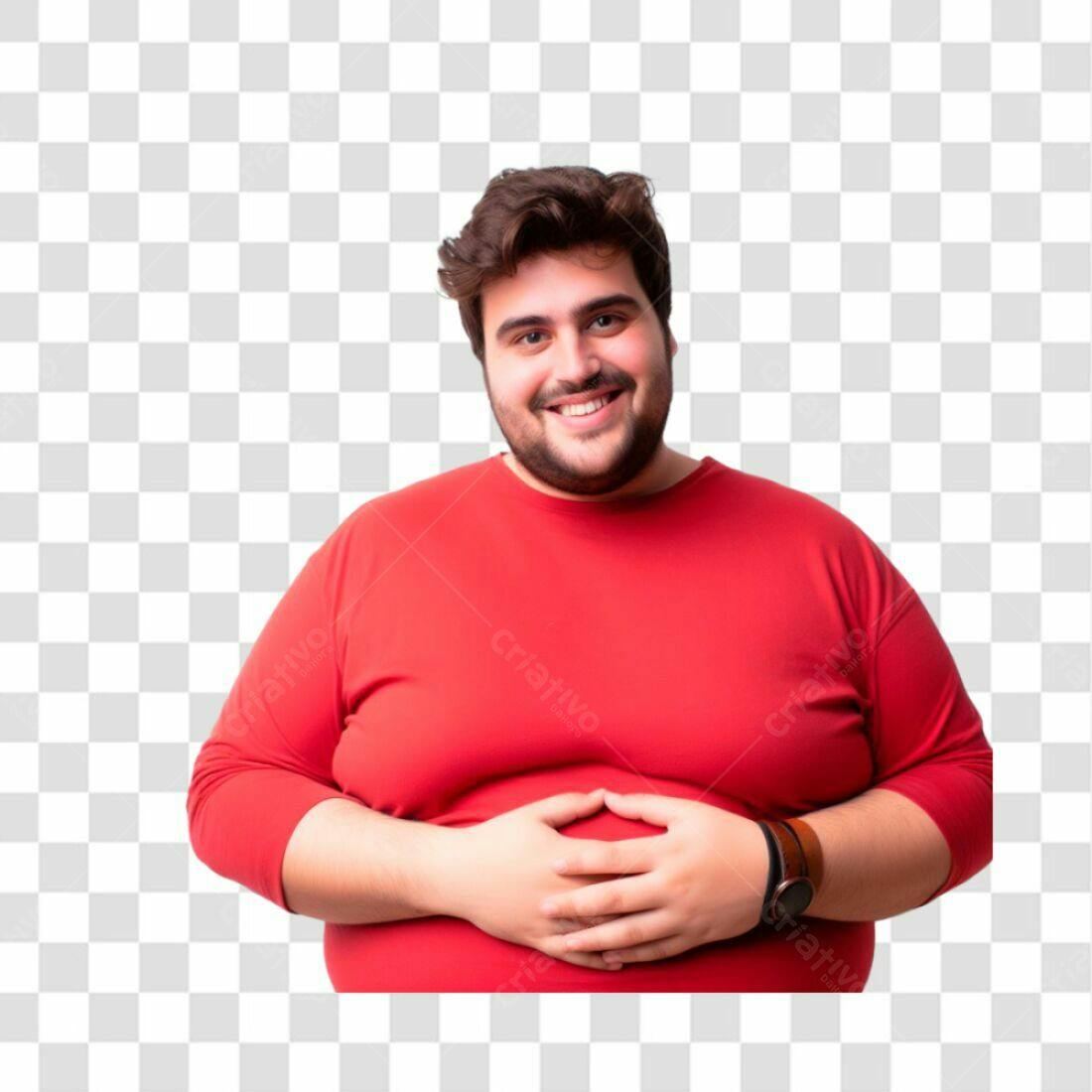 Imagem PNG com fundo transparente Homem feliz camisa vermelha