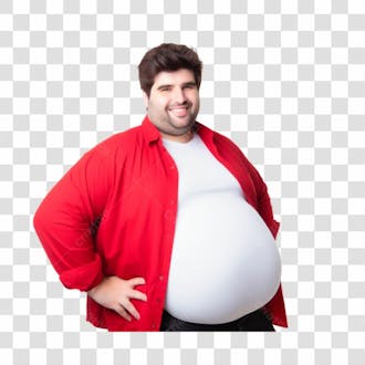 Homem gordo posando para foto 02