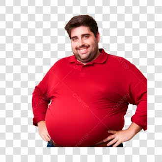 Homem gordo posando para foto