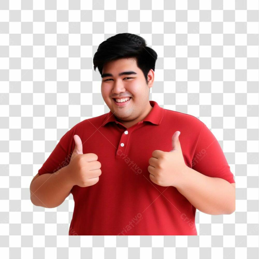 Homem Jovem Gordo Fazendo Sinal De Positivo Imagem Sem Fundo Png 03