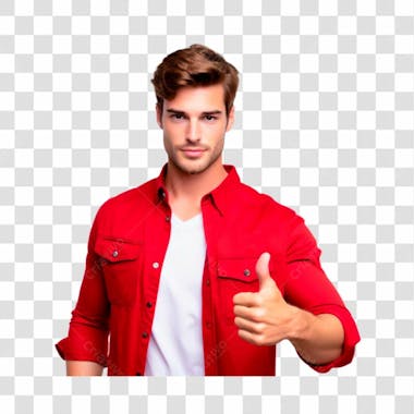 Jovem fazendo sinal de positivo imagem sem fundo png 04