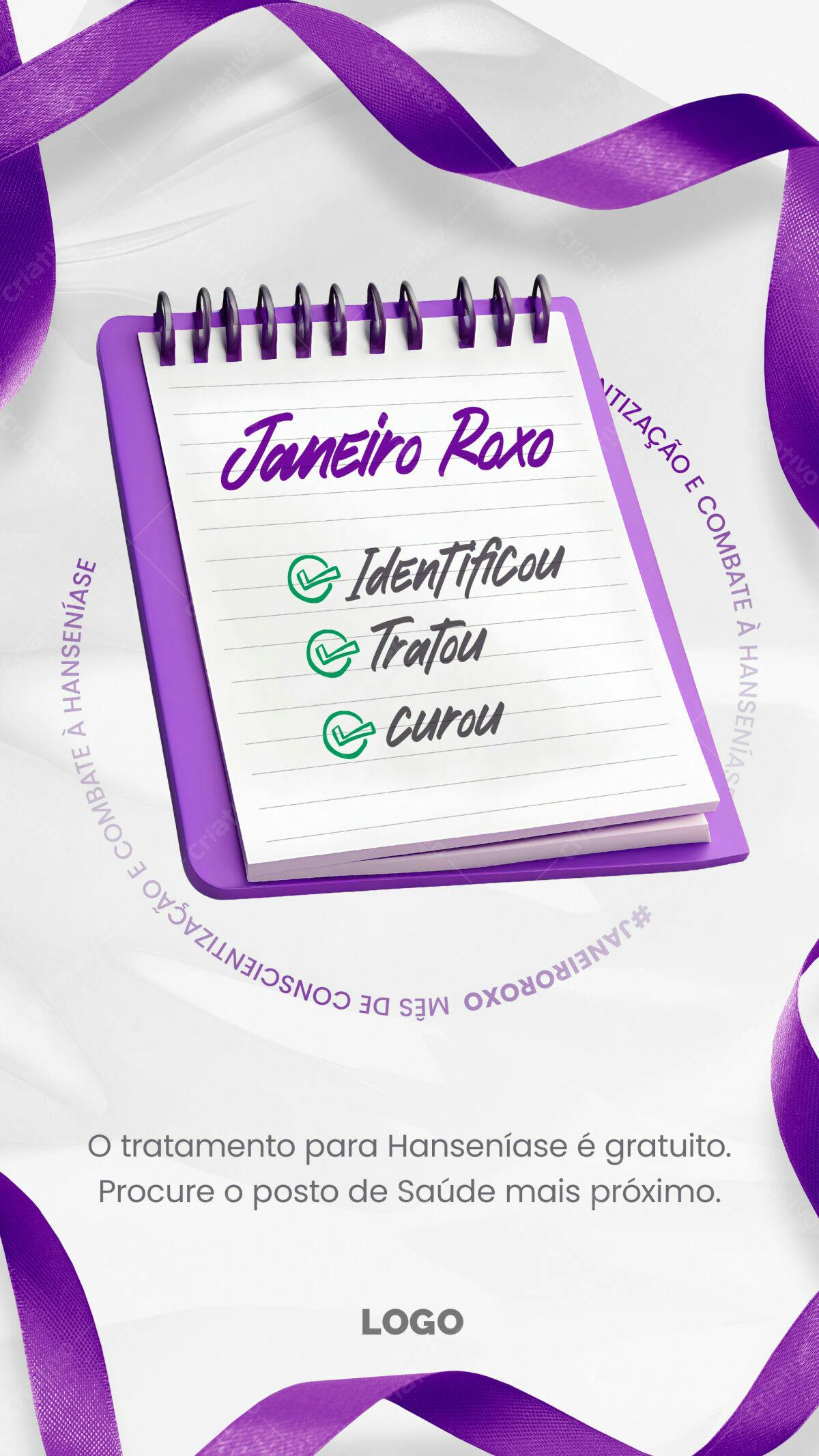 Flyer Janeiro Roxo PSD Editável
