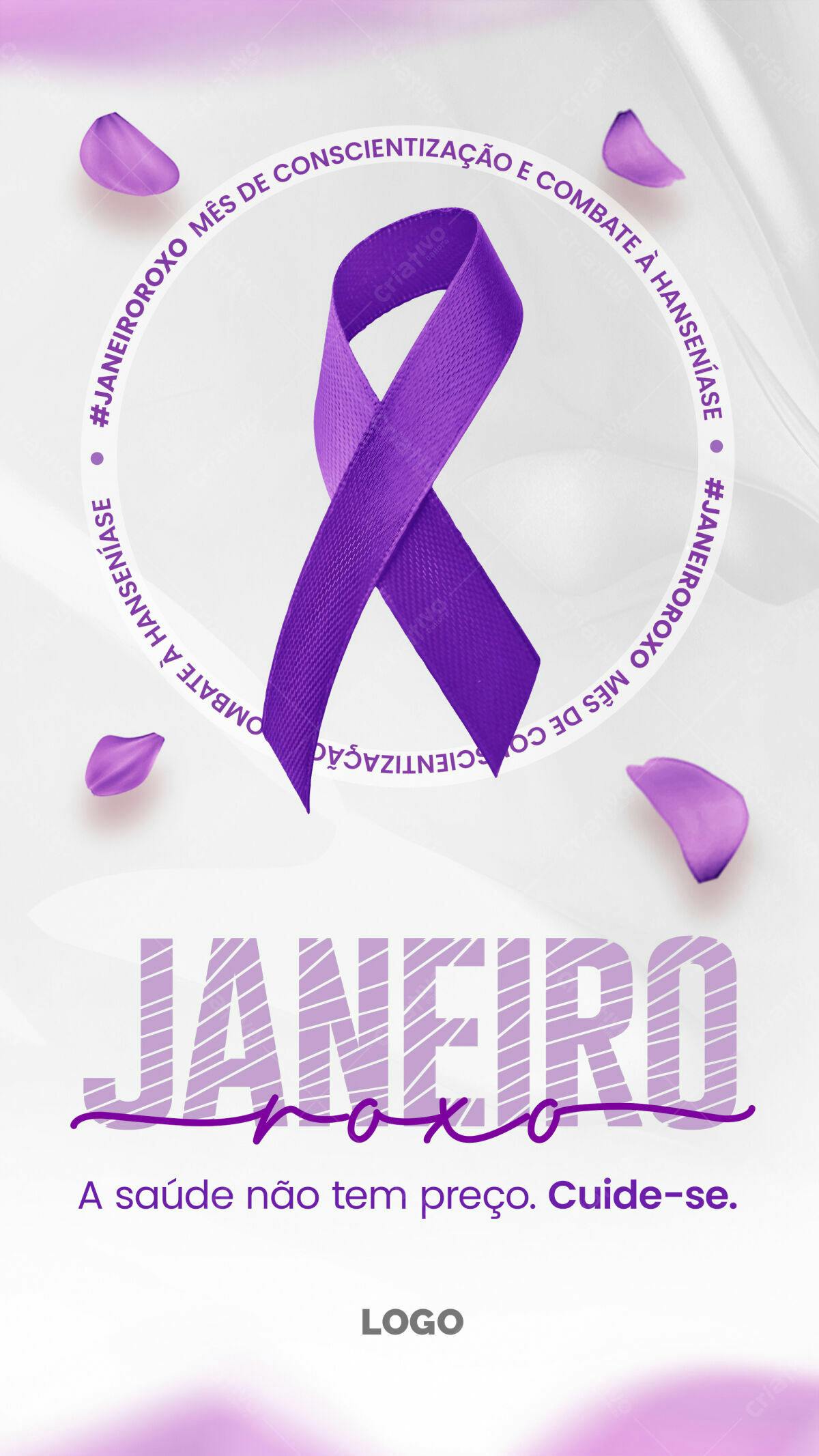 Flyer Janeiro Roxo - Conscientização e Combate à Hanseníase PSD Editável