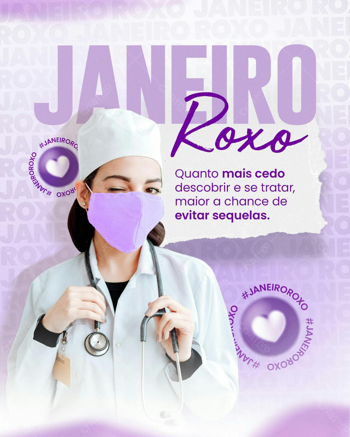 Flyer Janeiro Roxo PSD Editável