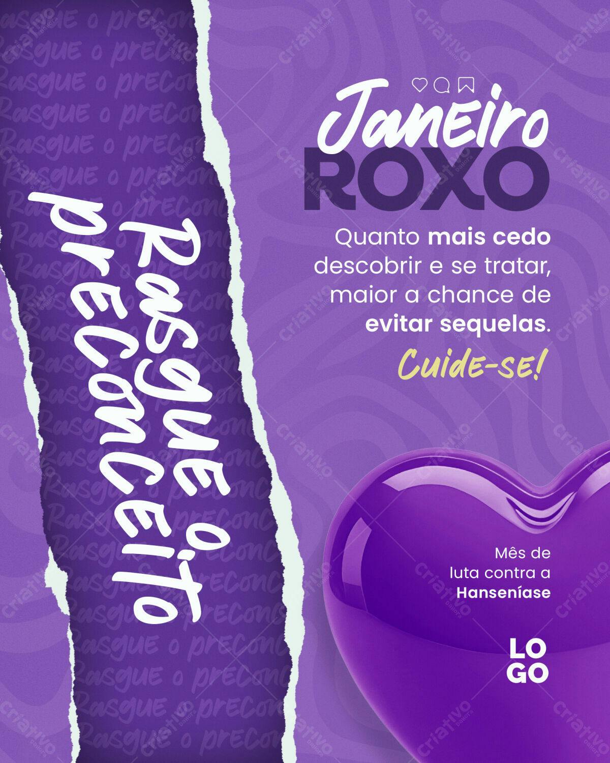 Flyer Janeiro Roxo PSD Editável