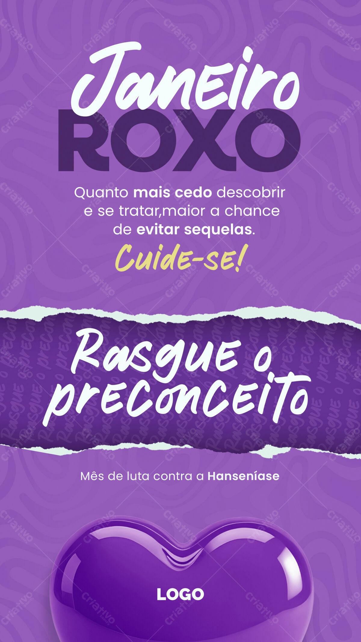 Flyer Janeiro Roxo PSD Editável