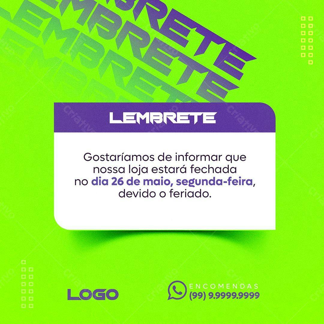 Lembretes para Feriado PSD Editável