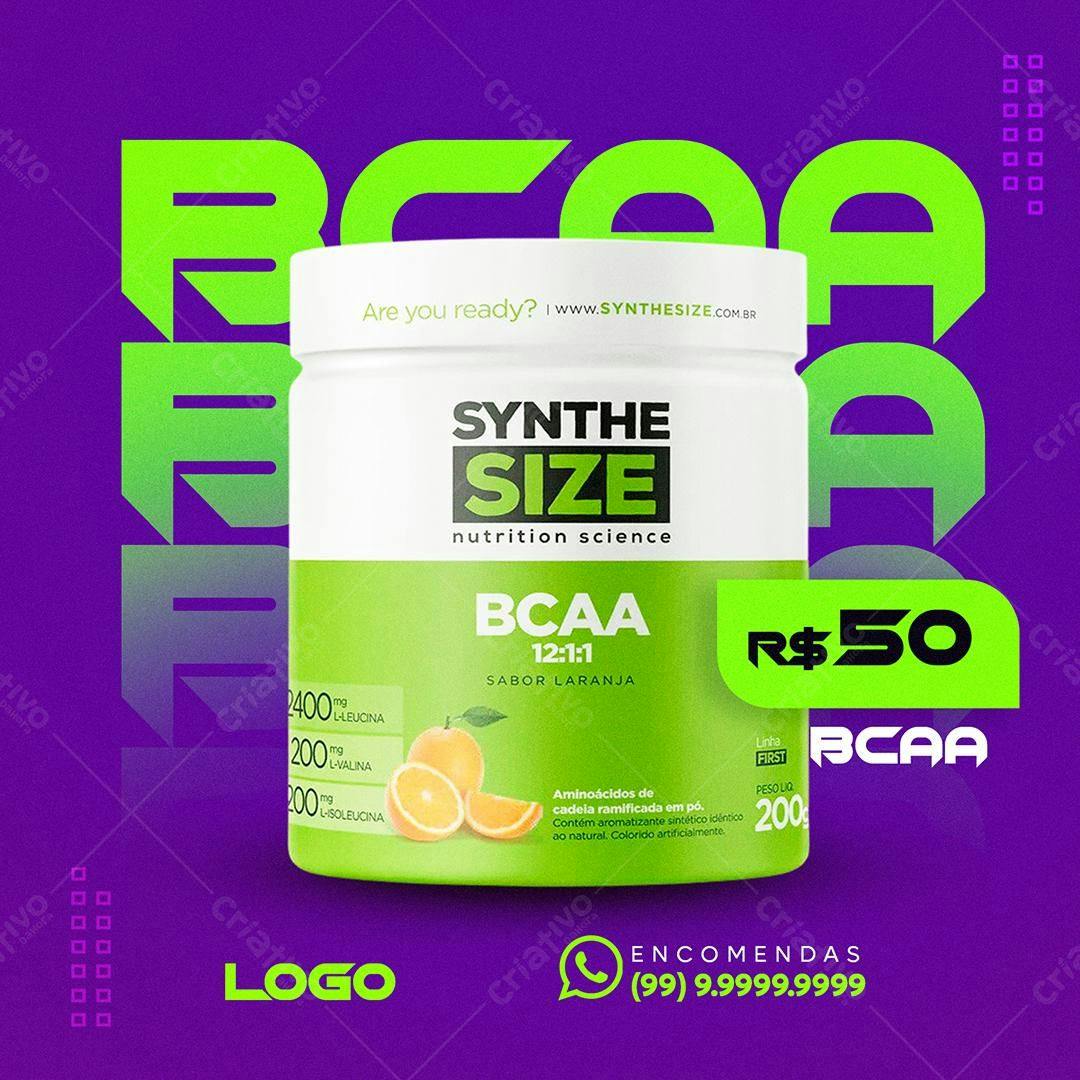 Post de Instagram para Suplemento BCAA PSD Editável