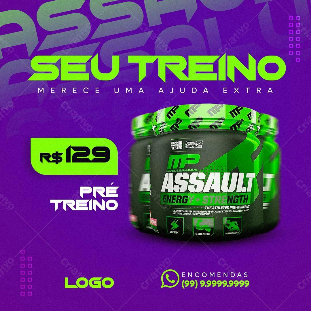 Banner Pré-Treino MusclePharm Assault PSD Editável