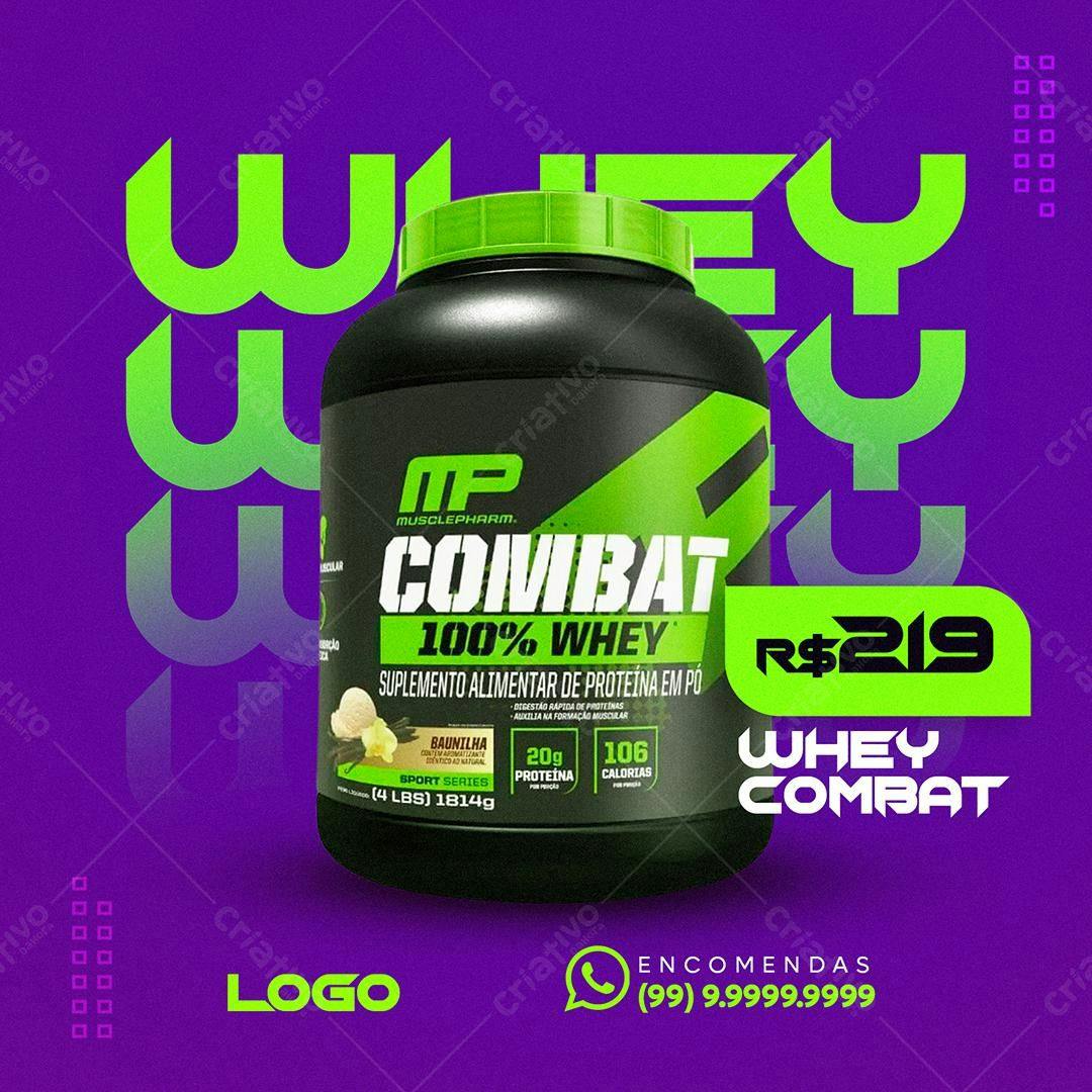 Post de Whey Protein Combat PSD Editável