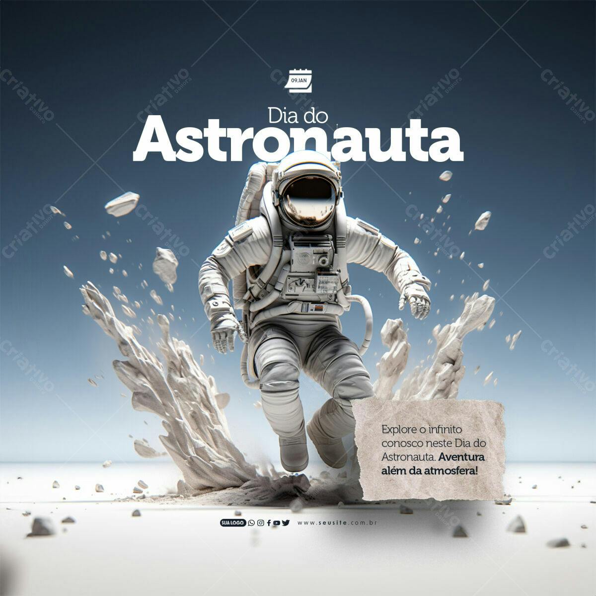Postagem Dia do Astronauta PSD Editável