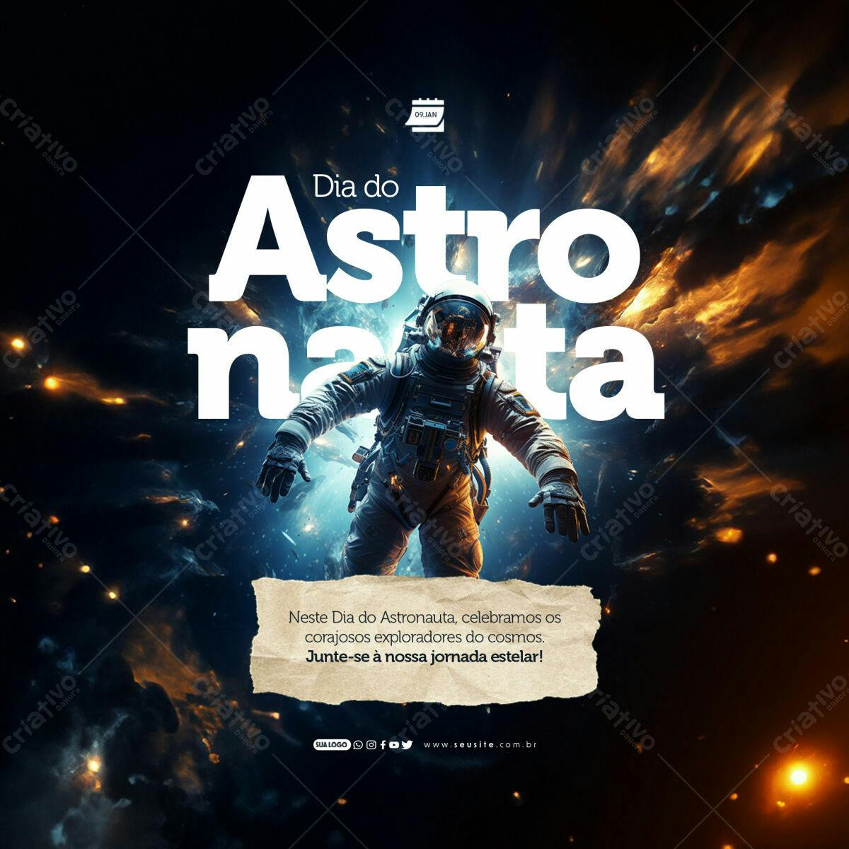 Post para o Dia do Astronauta PSD Editável