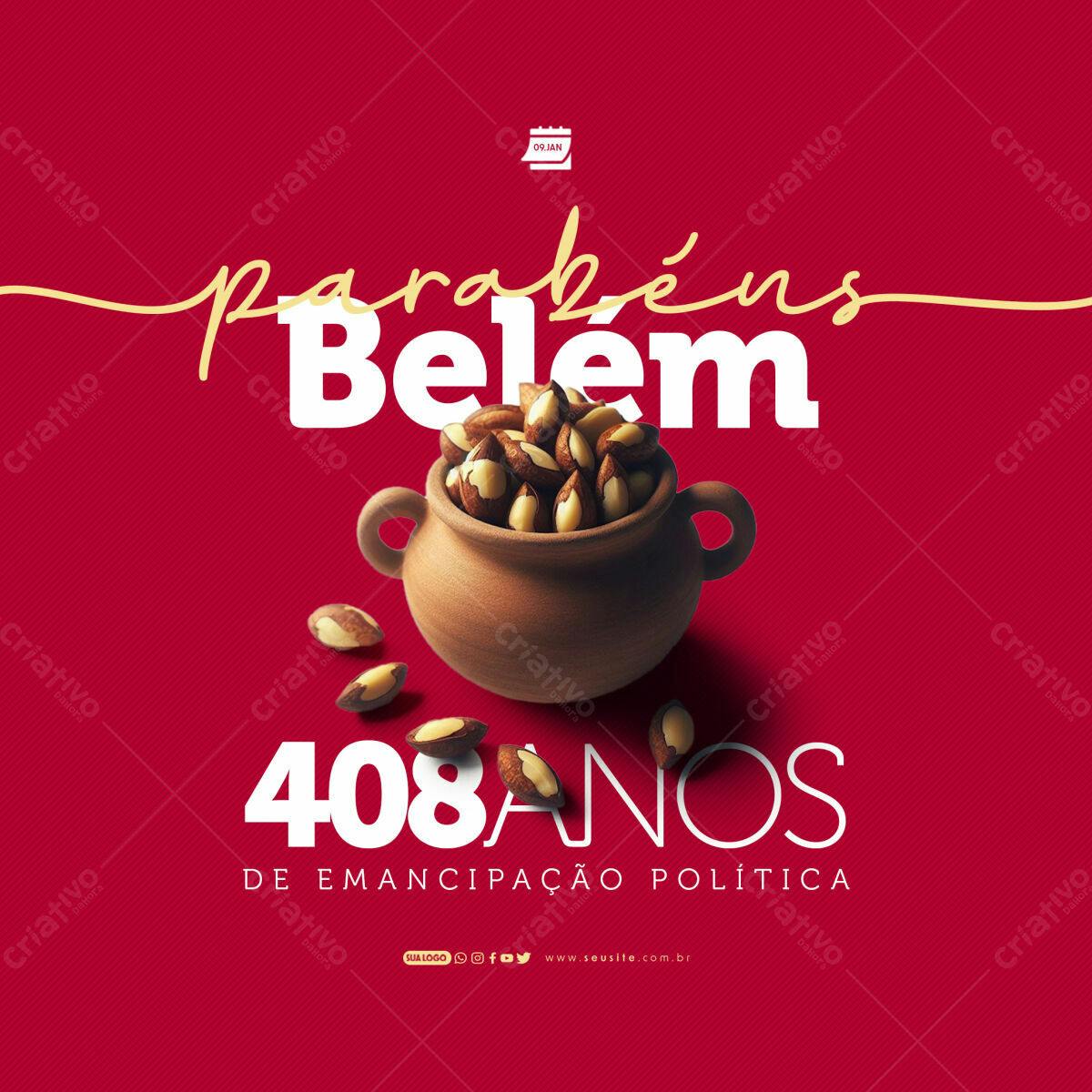 Flyer Aniversário Belém 408 Anos PSD Editável