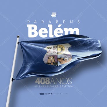 Social media aniversário de belém 408 anos bandeira