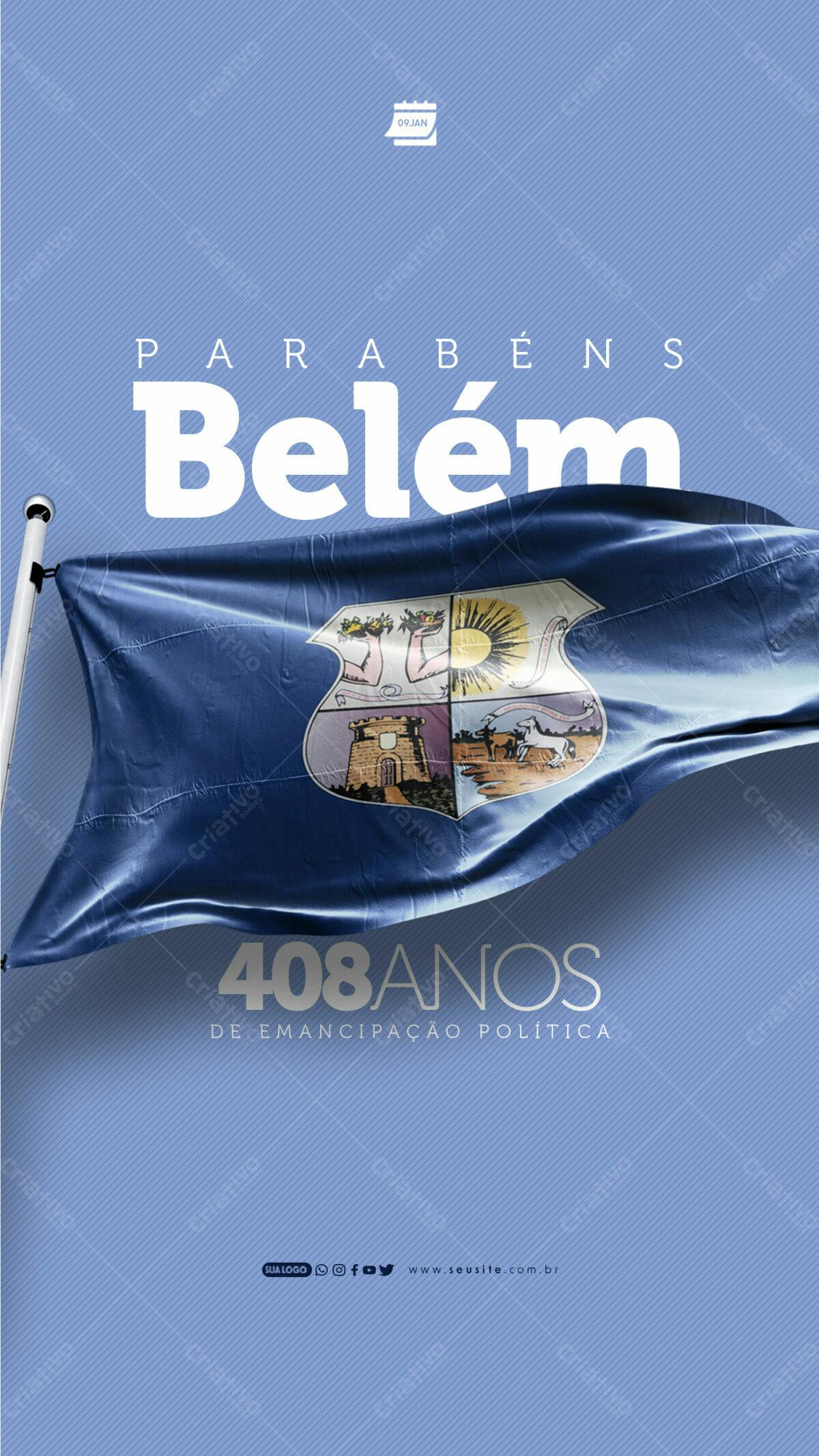 Flyer Aniversário Belém 408 anos PSD Editável
