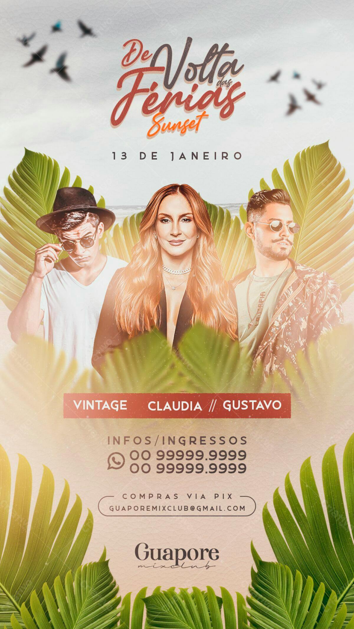 Flyer Festa Sunset De Volta das Férias PSD Editável