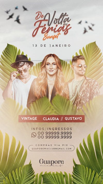 Flyer Evento De Volta Das Ferias Sunset Story