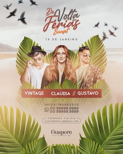 Flyer Evento De Volta Das Ferias Sunset