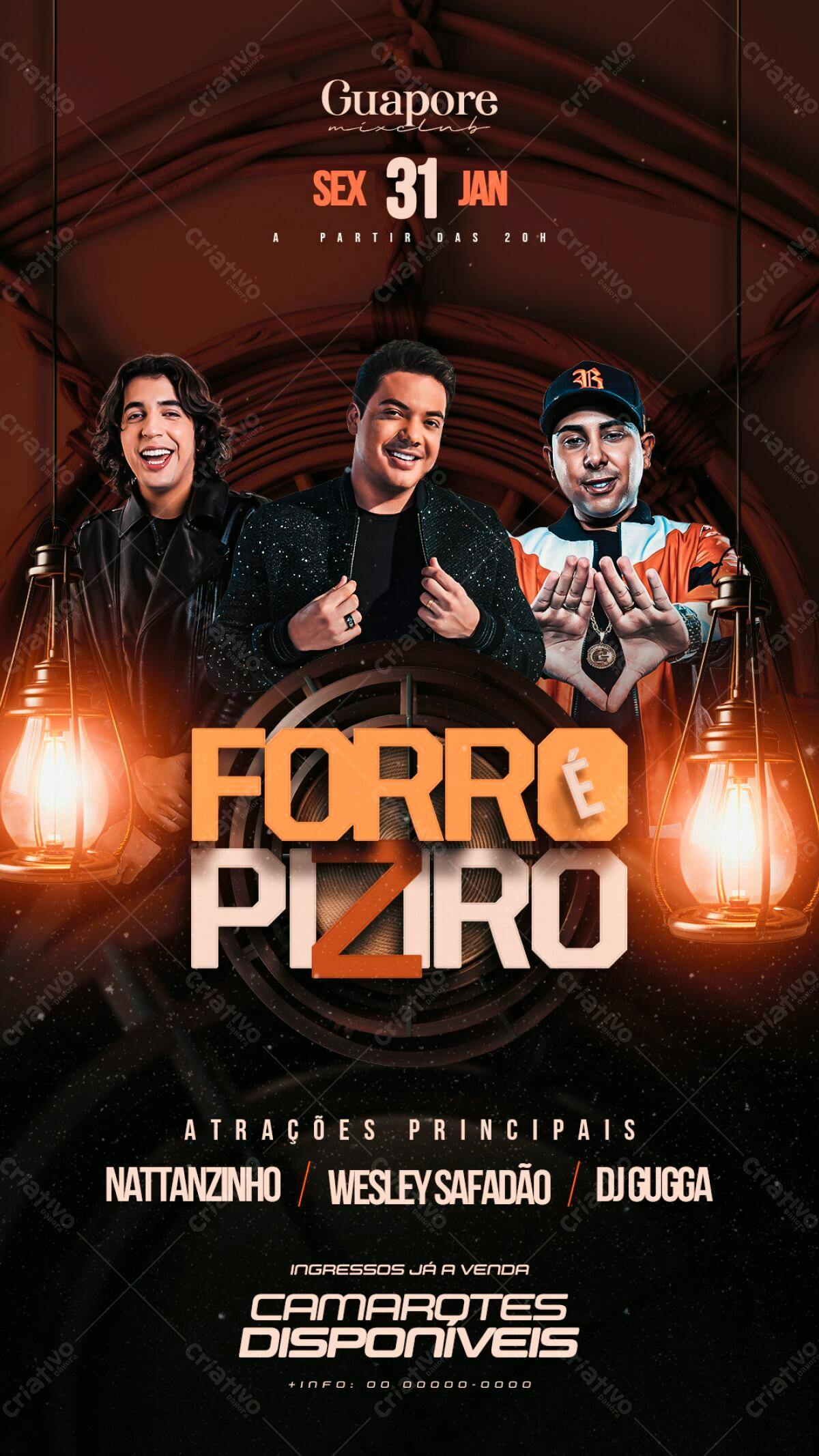 Flyer Festa Forró e Pizeiro PSD Editável