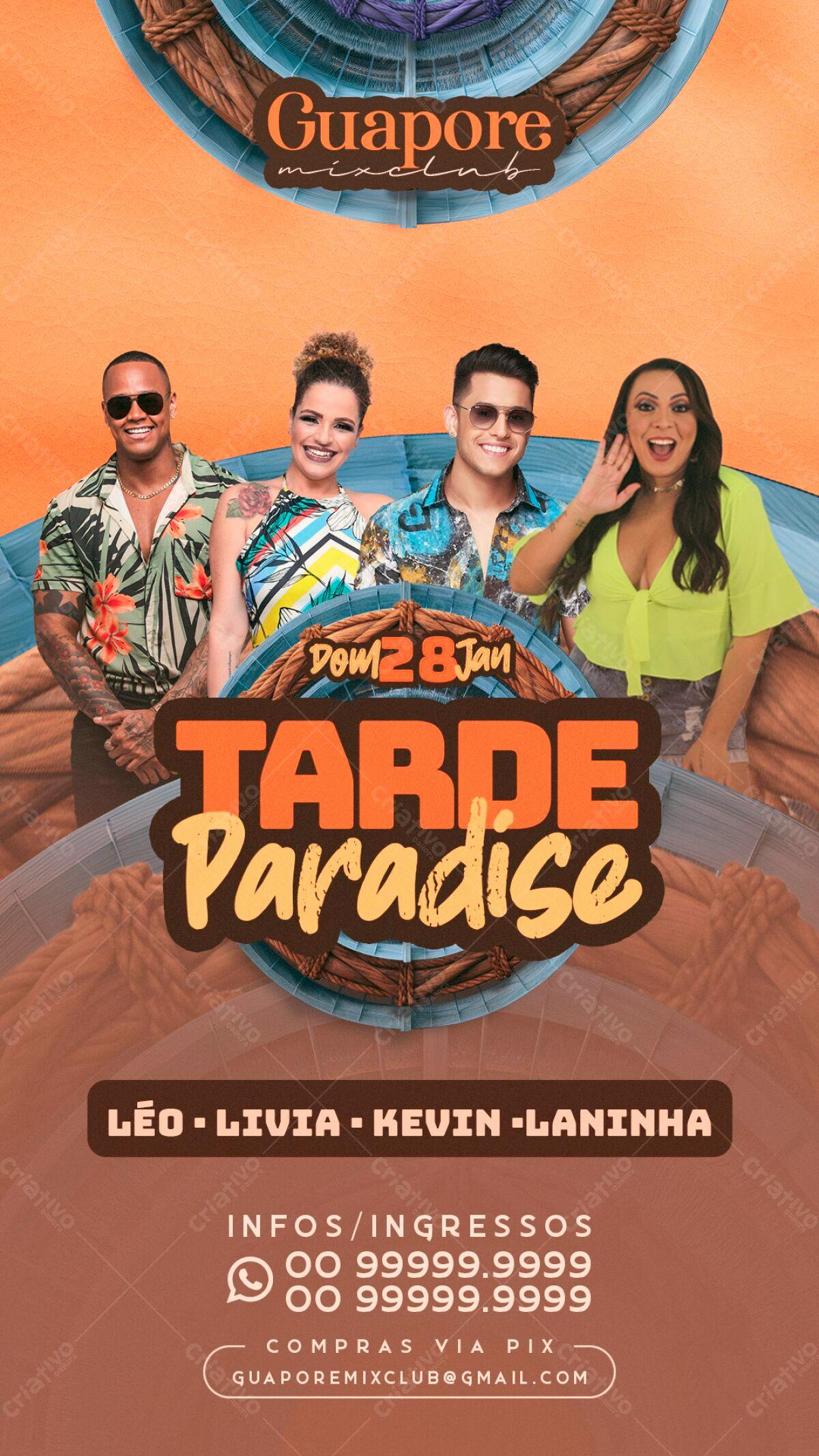 Flyer Festa de Verão Tardes Paradise PSD Editável