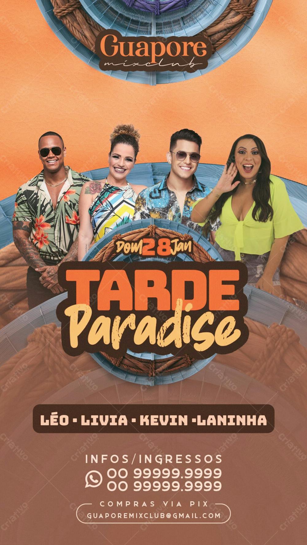 Flyer Evento Tarde Paradise Story