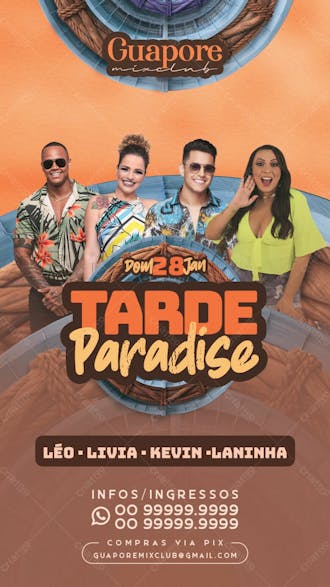 Flyer evento tarde paradise story