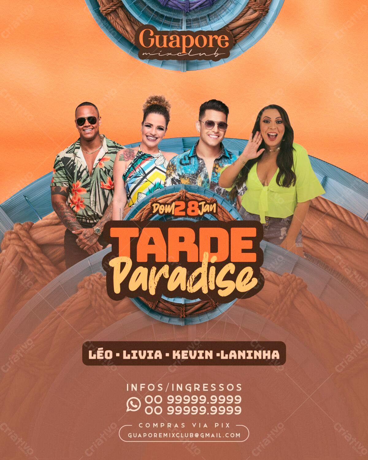 Flyer Festa Tarde Paradise PSD Editável
