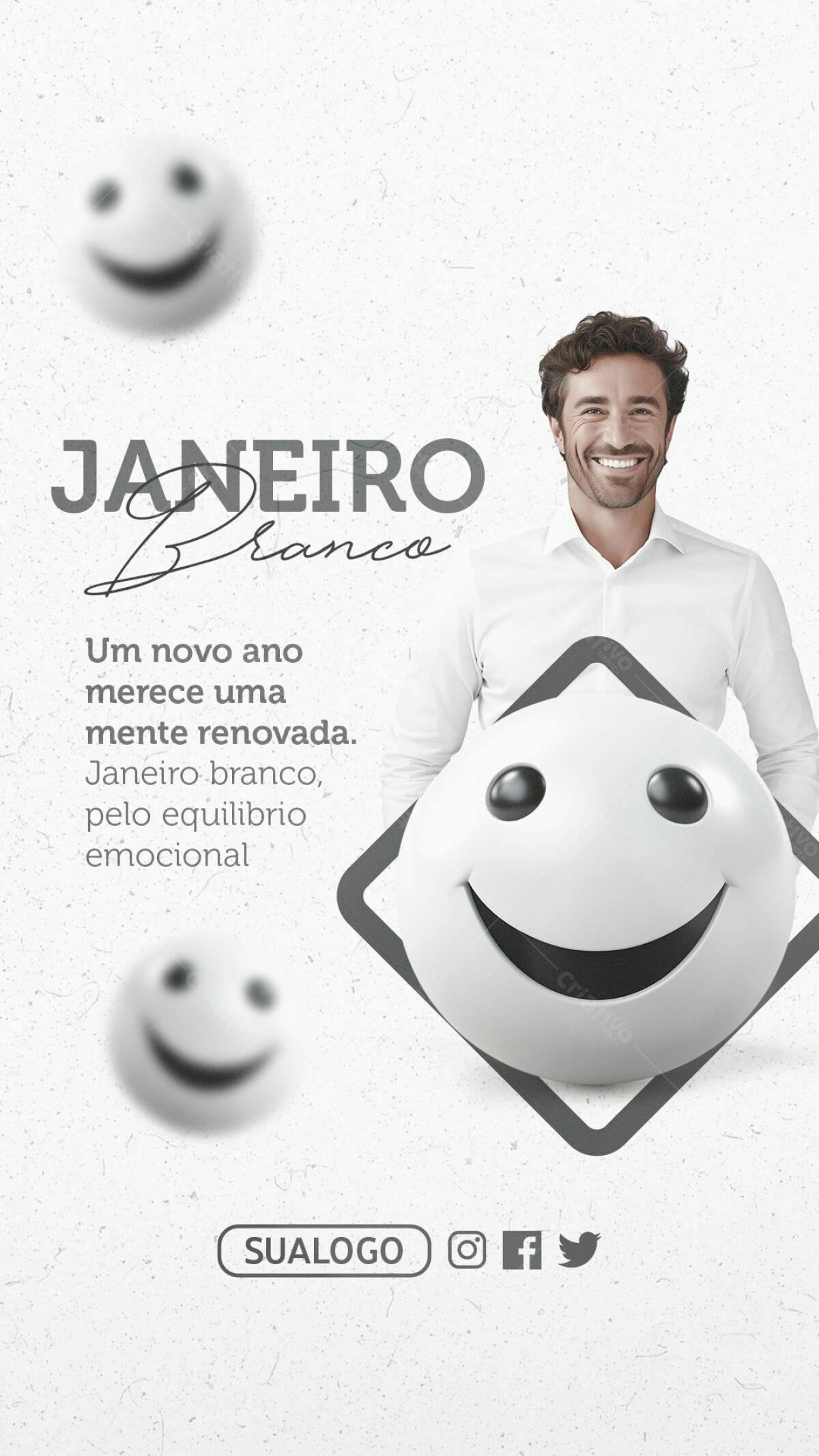 Flyer Janeiro Branco PSD Editável