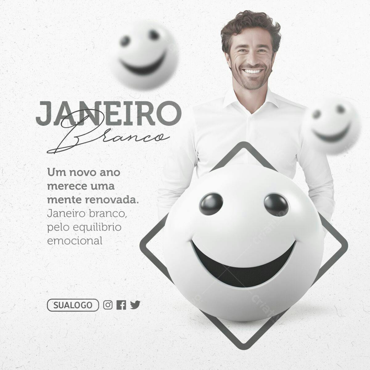 Post para Janeiro Branco PSD Editável