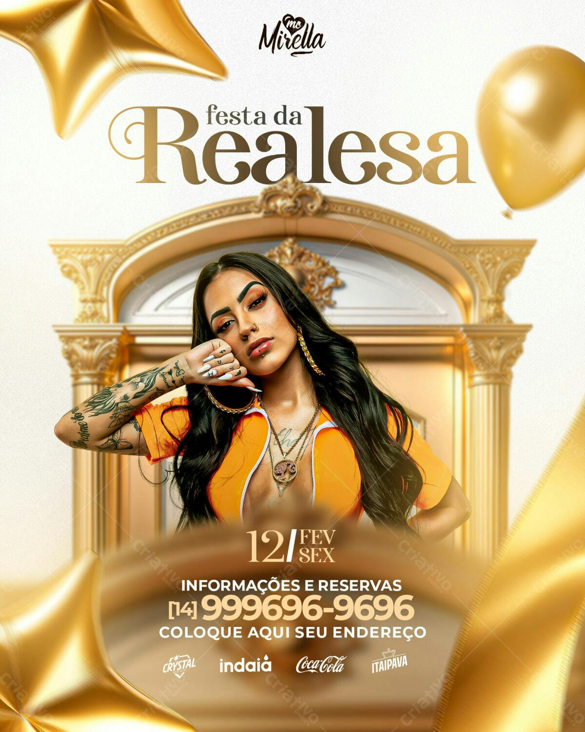 Flyer Festa da Realeza MC Mirella PSD Editável