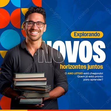 Novos horizontes volta às aulas psd