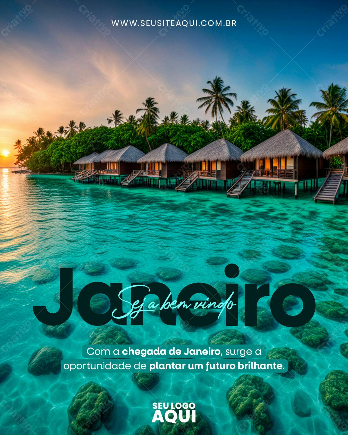 Flyer Boas Vindas Janeiro PSD Editável