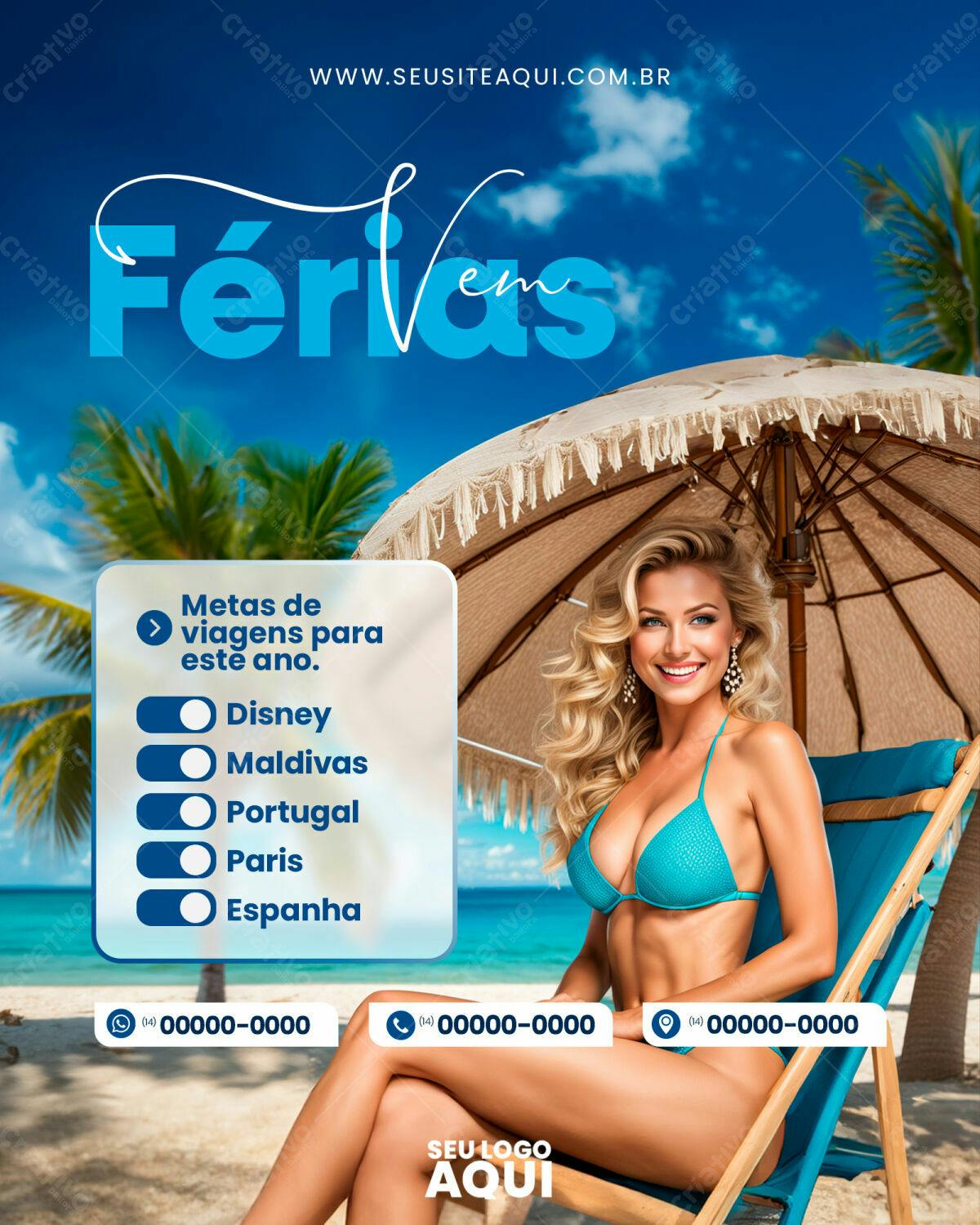 Flyer para Metas de Viagem PSD Editável