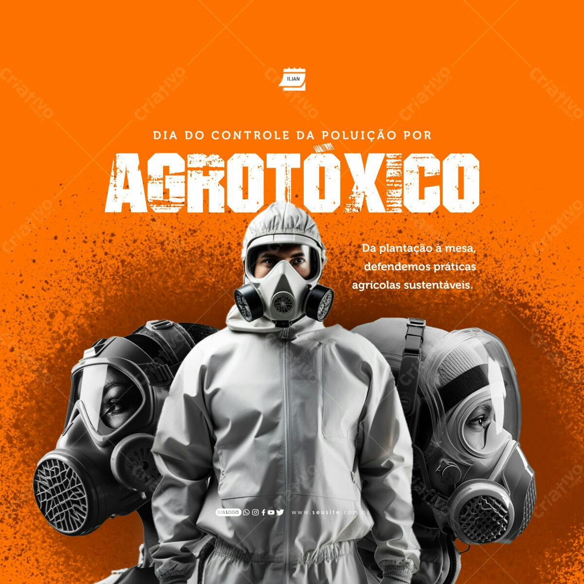 Post para Dia do Controle da Poluição por Agrotóxico PSD Editável