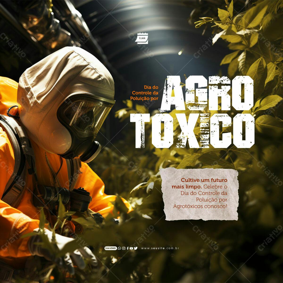 Flyer Dia do Controle da Poluição por Agrotóxicos PSD Editável
