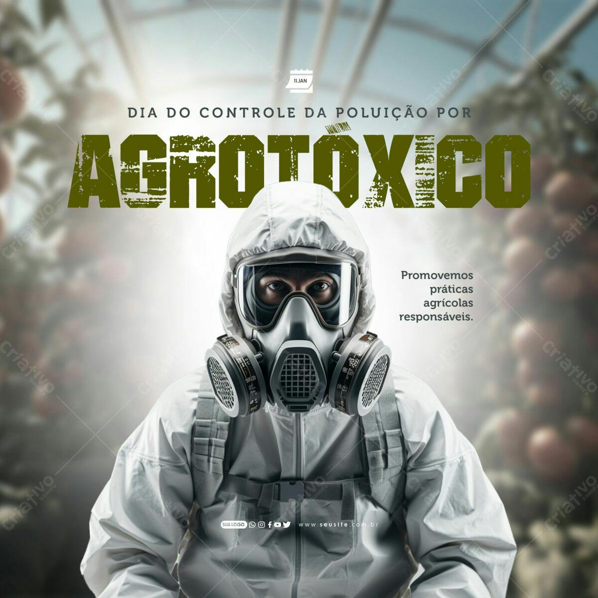 Flyer Dia do Controle da Poluição por Agrotóxico PSD Editável