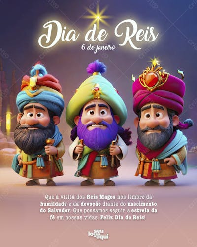 Dia De Reis , data comemorativa, anime, Pixar, Disney, PSD Editável