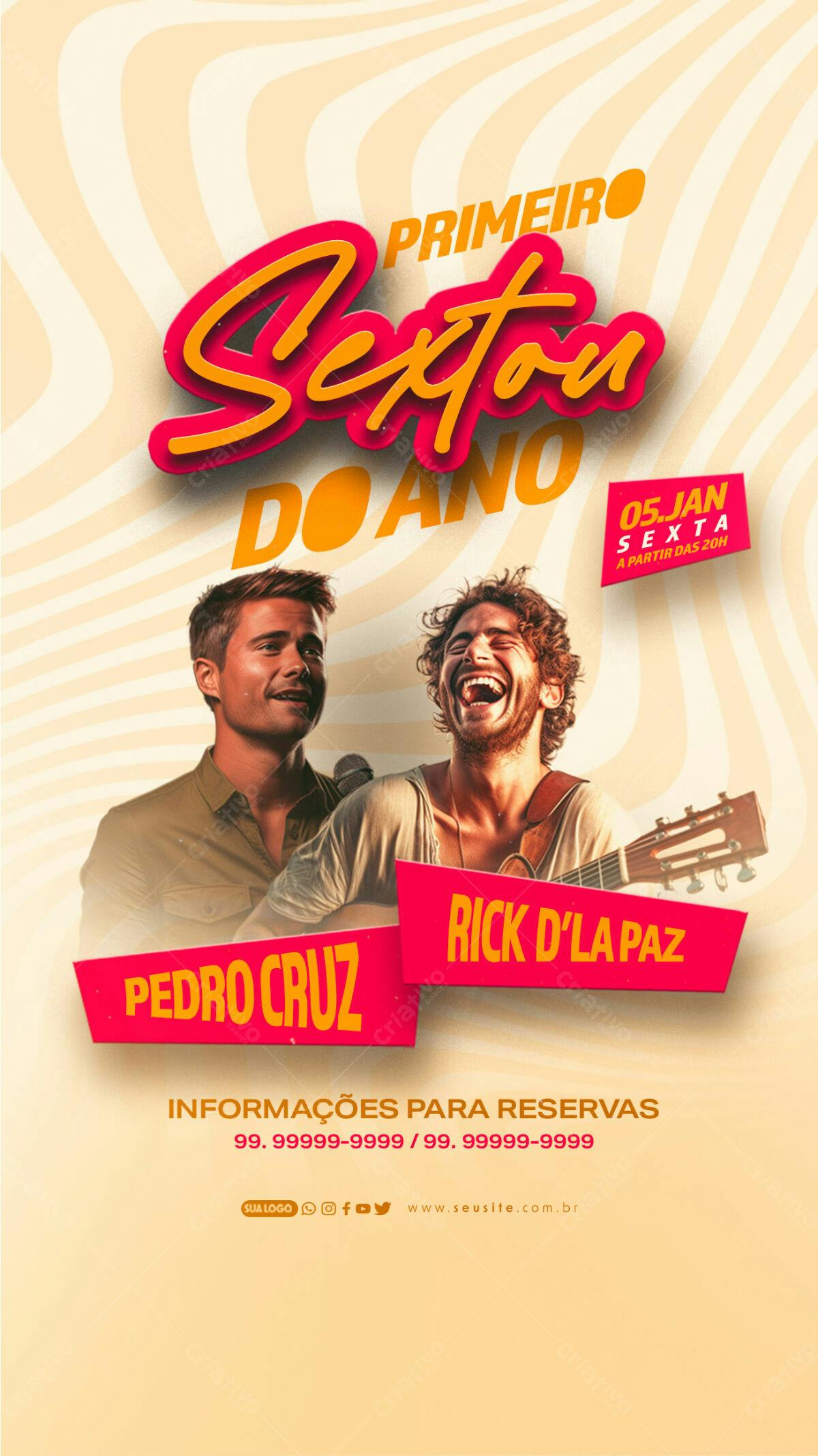 Flyer para Show Pedro Cruz e Rick D'La Paz PSD Editável