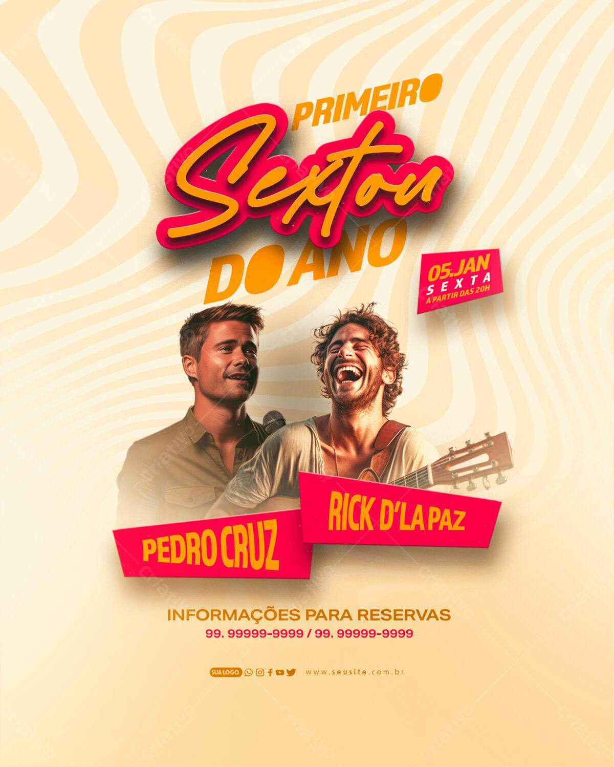Flyer para Show Pedro Cruz e Rick D'La Paz PSD Editável