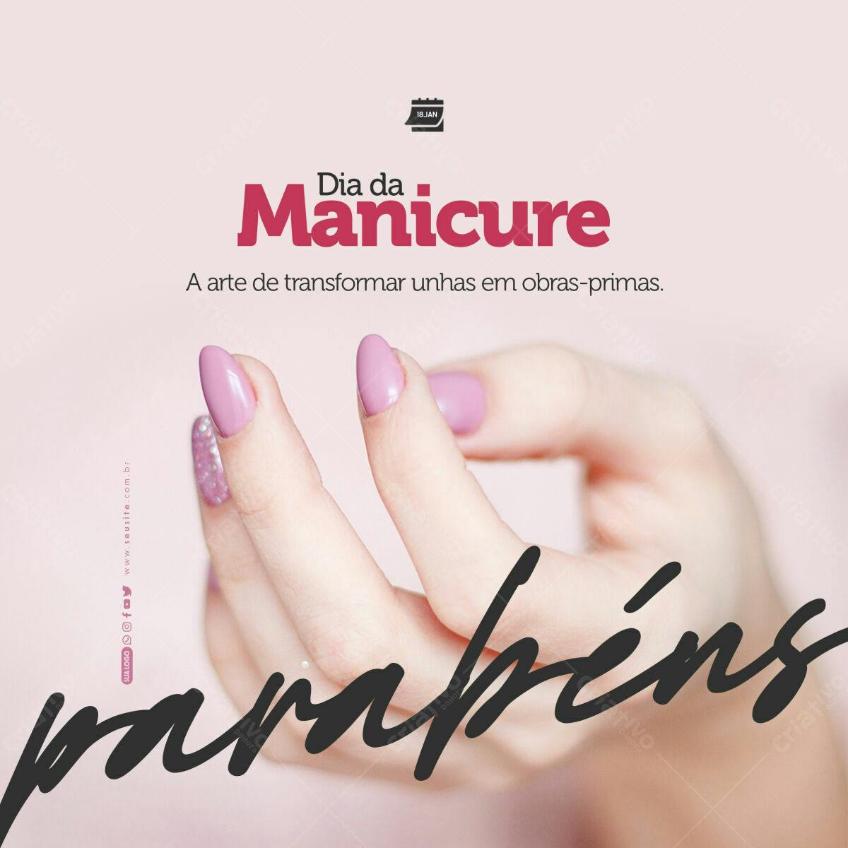 Post para o Dia da Manicure PSD Editável