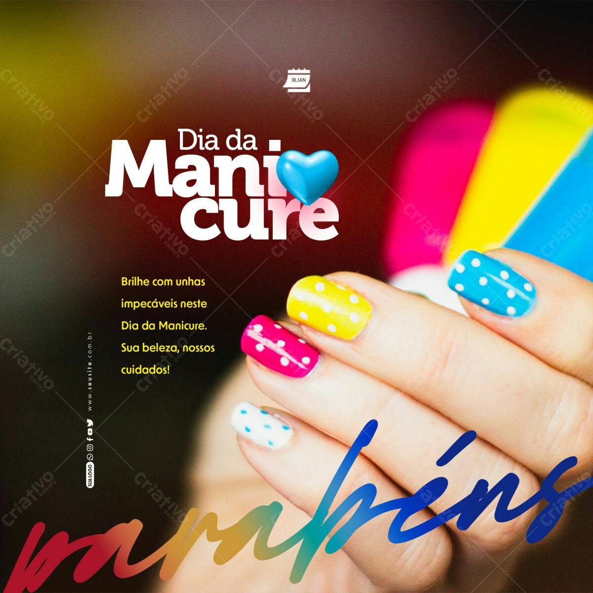 Post para Dia da Manicure PSD Editável