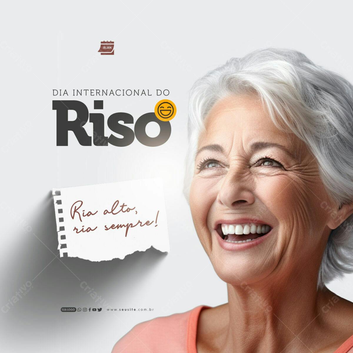 Flyer Dia Internacional do Riso PSD Editável