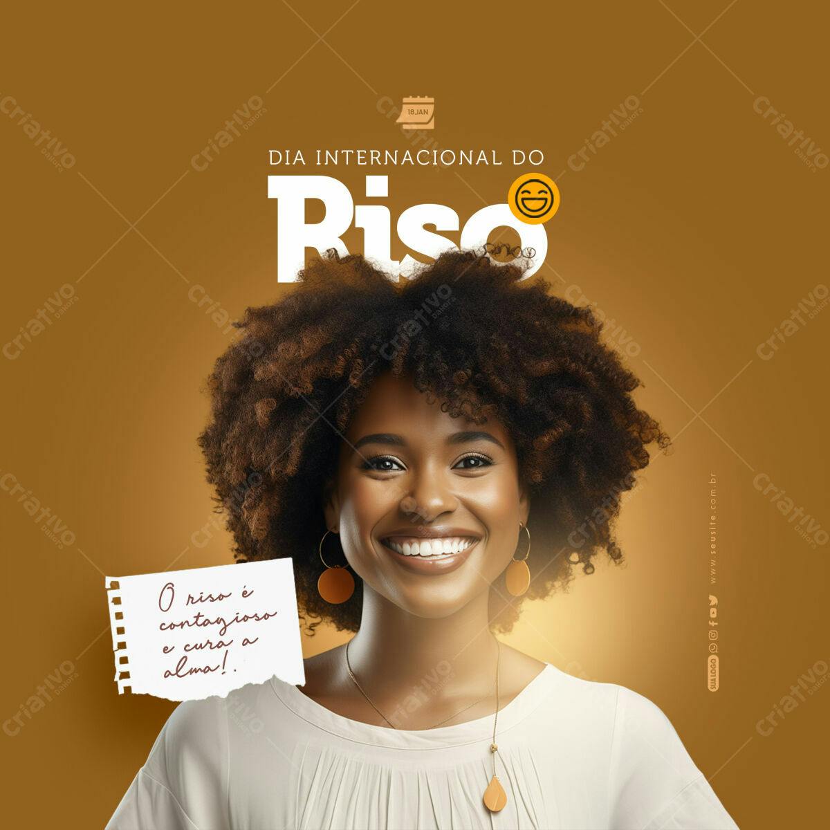 Post para o Dia Internacional do Riso PSD Editável