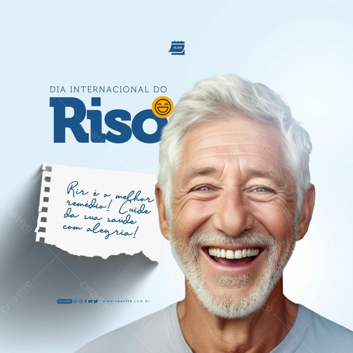 Post para o Dia Internacional do Riso PSD Editável