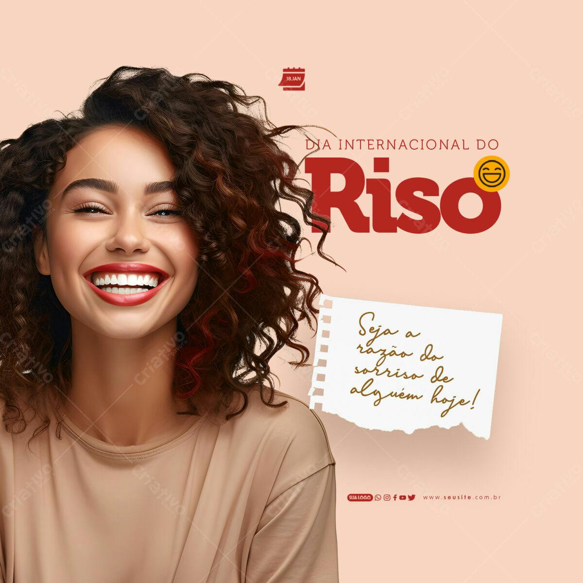 Post para o Dia Internacional do Riso PSD Editável