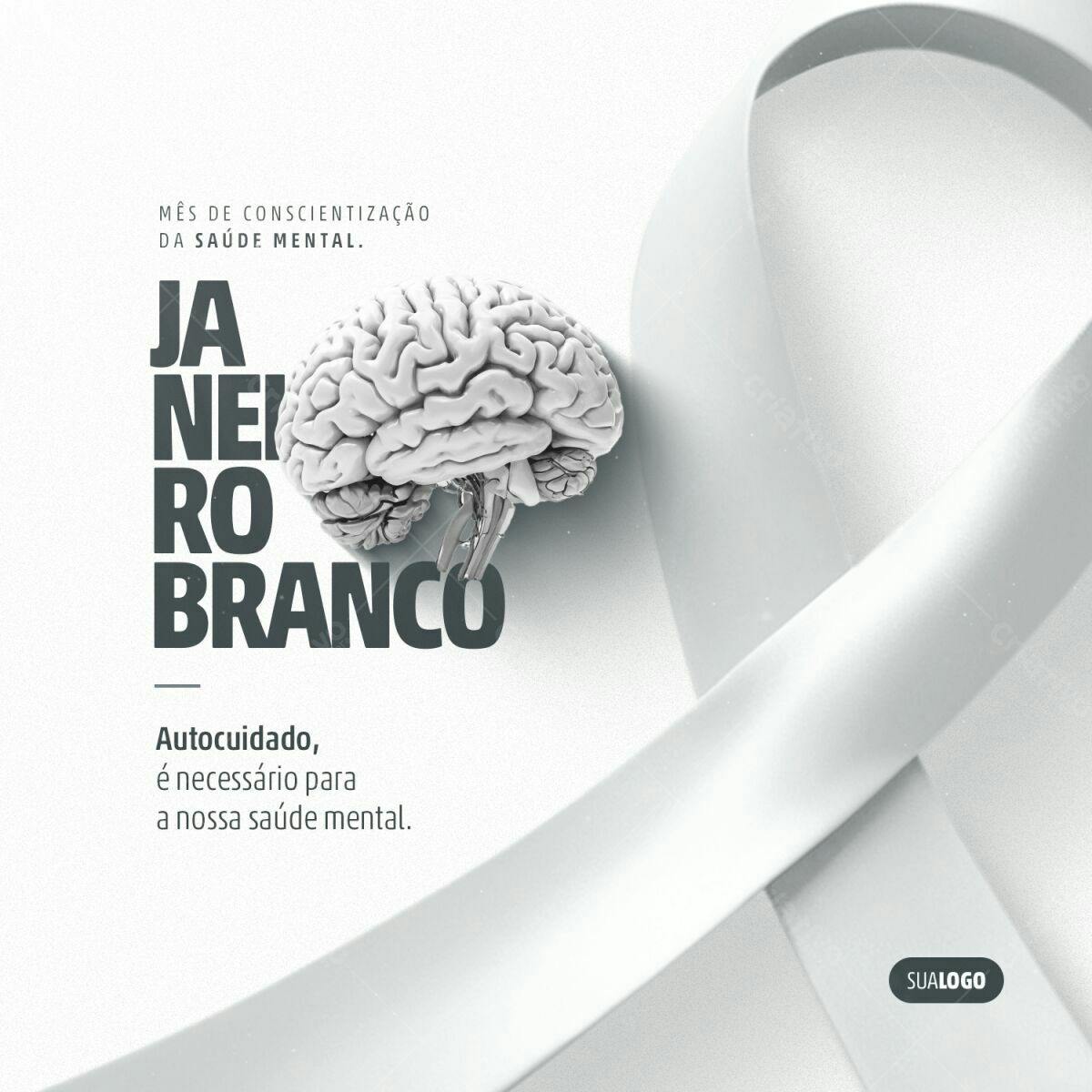 Banner Janeiro Branco Saúde Mental PSD Editável