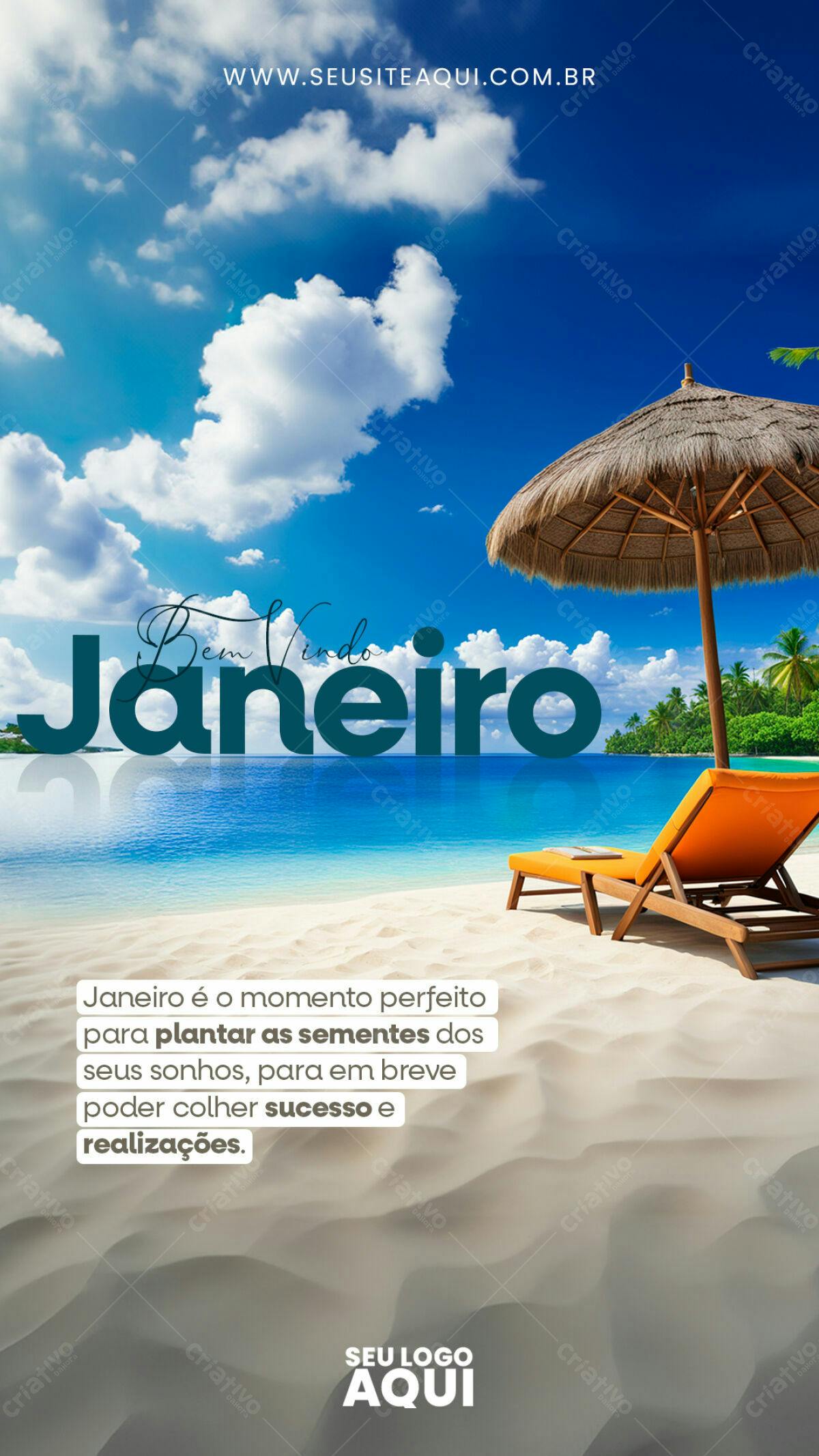 Flyer Boas Vindas Janeiro PSD Editável