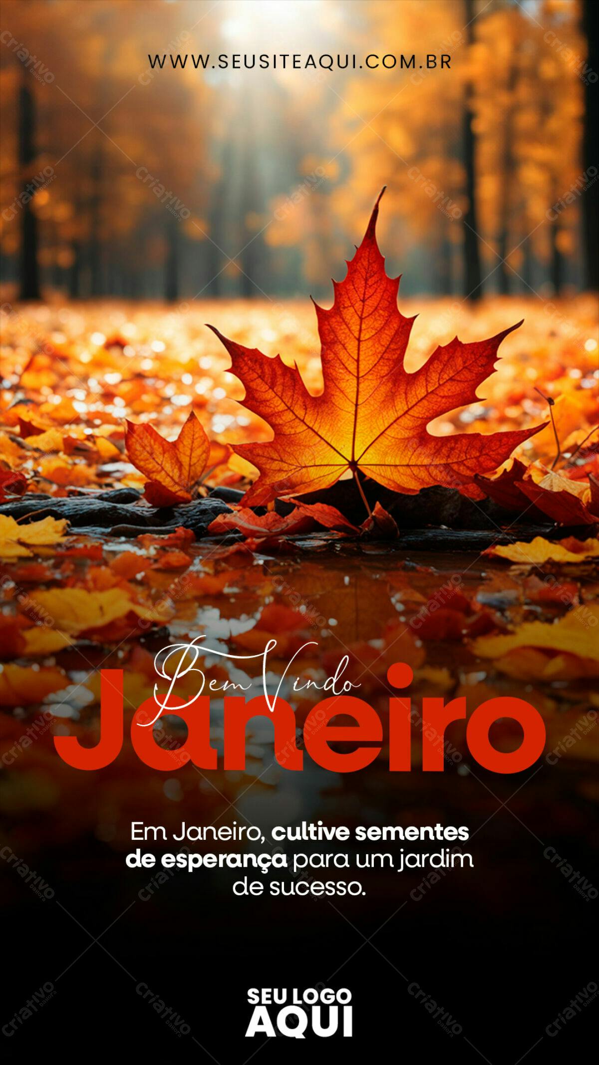 Flyer de Boas Vindas Janeiro PSD Editável